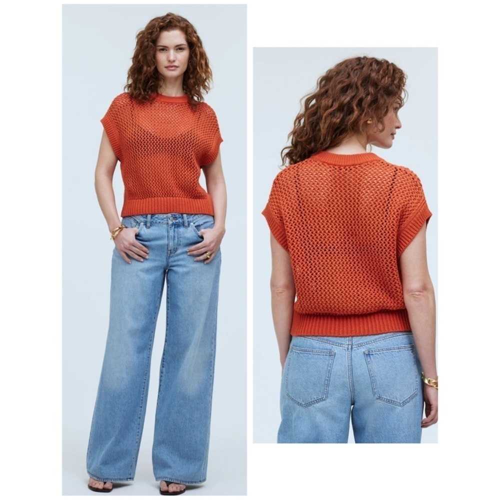 Madewell Dark Copper Open Stitch Sweater Tee Size Medium